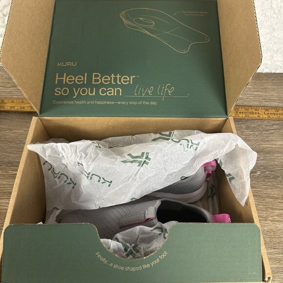 WOMENS KURU ATOM SLIP-ON STONE GRAY KNIT BERRY PINK SLIPON SNEAKERS SHOES 10.5 - Picture 10 of 10